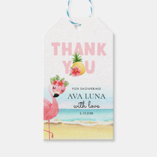 Étiquettes-cadeau Balises cadeaux Baby shower Merci Flamant rose ros
