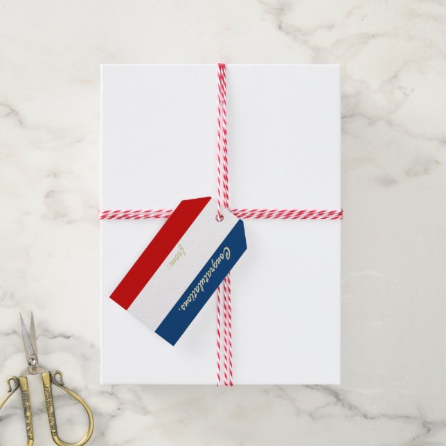 Étiquettes-cadeau Balises Cadeaux Blancs et Bleus (Avec de la ficelle)