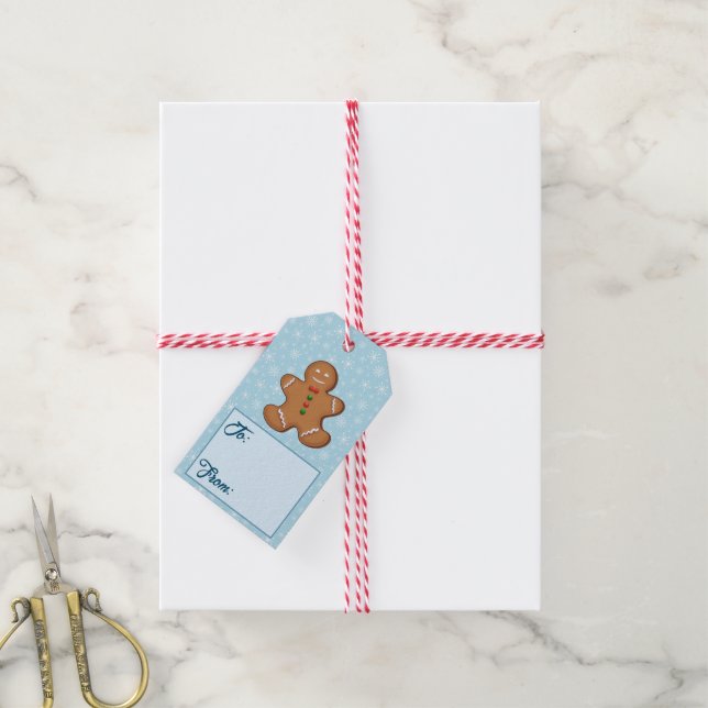 Étiquettes-cadeau Balises cadeaux bleues pour pain d'épice et flocon (Avec de la ficelle)