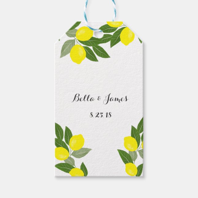Étiquettes-cadeau Balises cadeaux Boho Citrus Lemon (Devant)