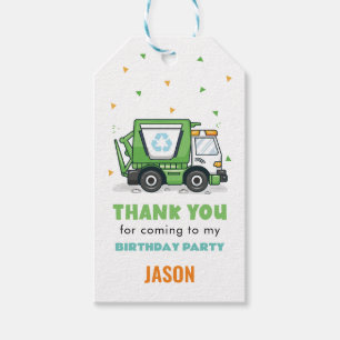 Étiquettes-cadeau Balises cadeaux Camion de poubelle Merci de la fêt