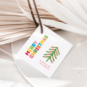 Étiquettes Cadeau Balises cadeaux Carré de Noël colorées et brillant