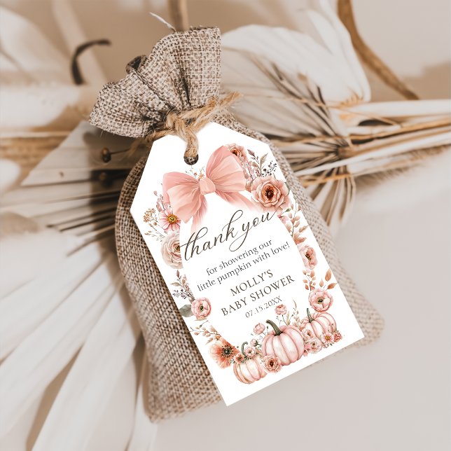 Étiquettes-cadeau Balises cadeaux Citrouille rose Bow (Créateur téléchargé)