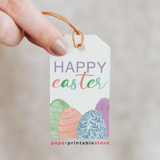 Étiquettes-cadeau Balises cadeaux colorées de Pâques (Créateur téléchargé)