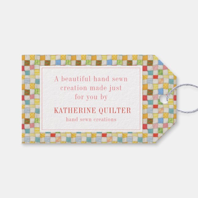 Étiquettes-cadeau Balises cadeaux d'affaires CRAZY QUILT (Devant (Horizontal))