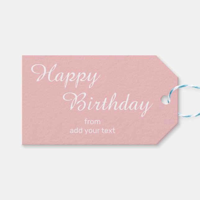 Étiquettes-cadeau Balises cadeaux d'anniversaire Breezy Pink (Devant (Horizontal))
