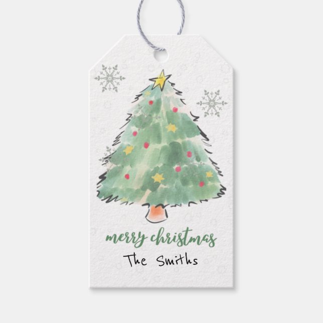 Étiquettes-cadeau Balises cadeaux d'arbre de Noël personnalisées (Devant)