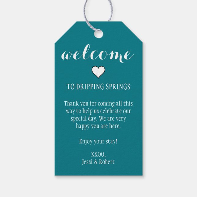 Étiquettes-cadeau Balises cadeaux de bienvenue turquoise (Devant)