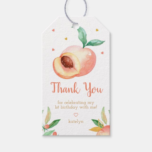 Étiquettes-cadeau Balises cadeaux de fête d'anniversaire Peach (Devant)