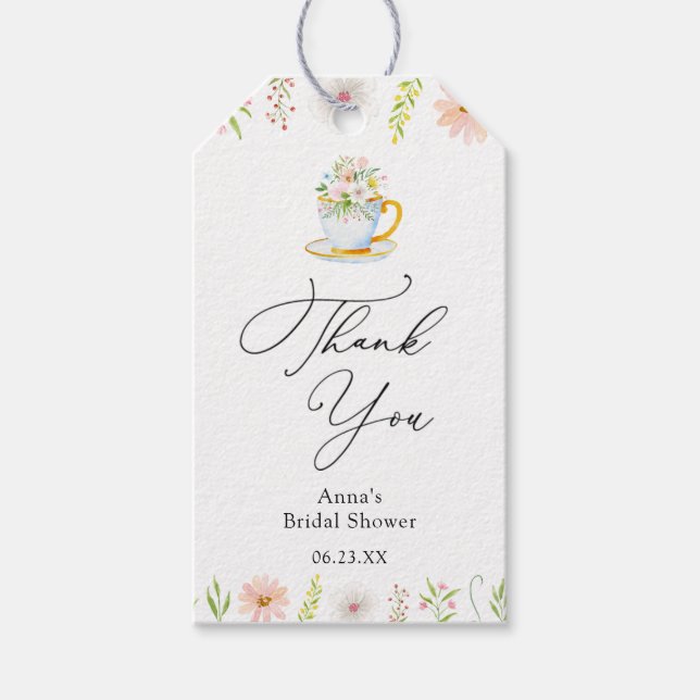 Étiquettes-cadeau Balises cadeaux de Fête des mariées de thé fleur s (Devant)