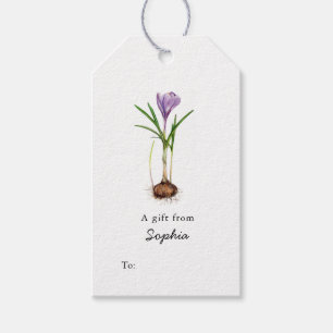 Étiquettes-cadeau Balises Cadeaux de fleurs de crocus pourpre