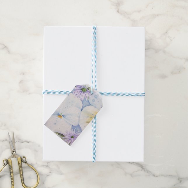 ÉTIQUETTES-CADEAU BALISES CADEAUX DE LA PARTIE PANSY BLANCHE (Avec de laficelle)
