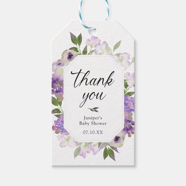 Étiquettes-cadeau Balises cadeaux de Merci de lavande violet (Devant)