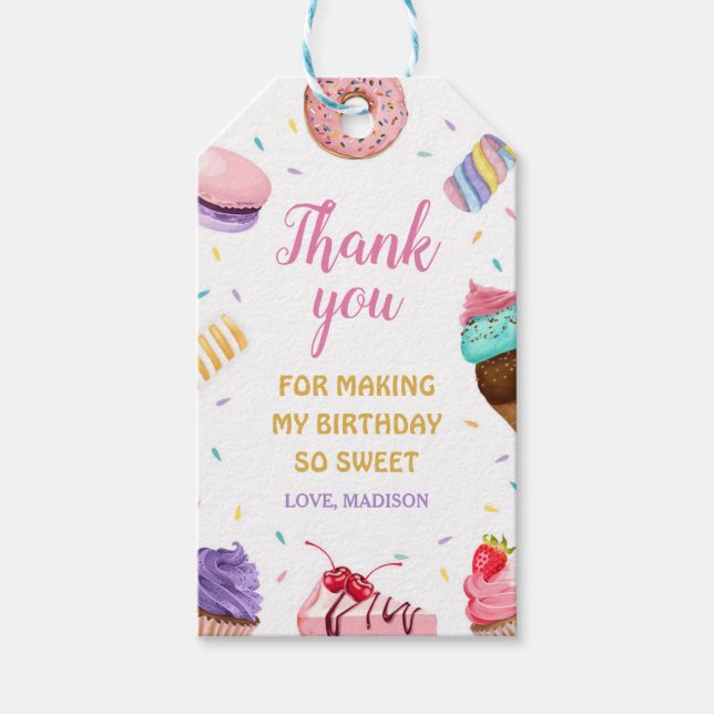 Étiquettes-cadeau Balises cadeaux de Merci Sweet Candy (Devant)