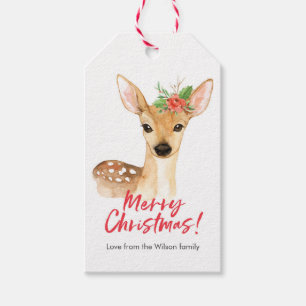 Étiquettes-cadeau Balises cadeaux de Noël cerf mignon