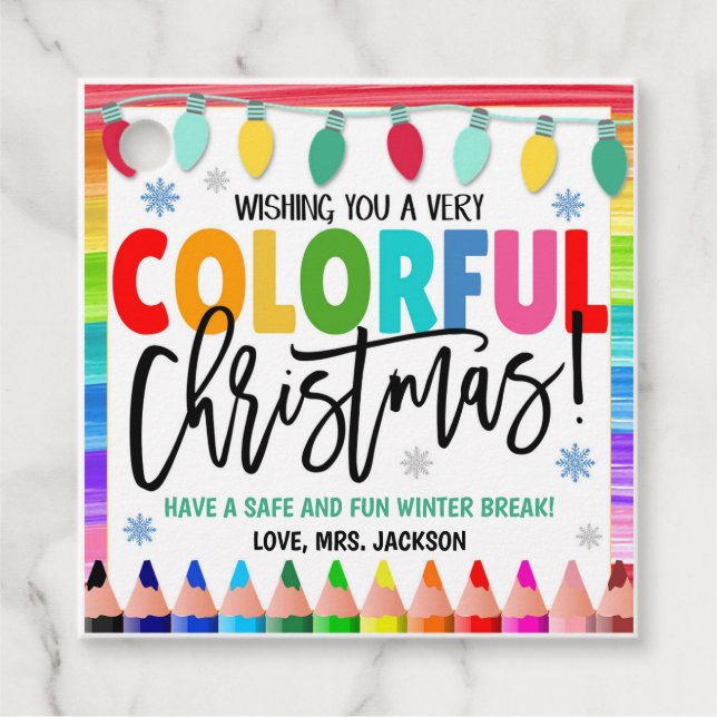 Étiquettes Cadeau Balises cadeaux de Noël colorées (Devant)