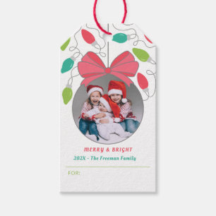Étiquettes-cadeau Balises cadeaux de Noël de la famille colorée