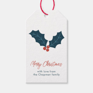 Étiquettes-cadeau Balises cadeaux de Noël Holly Berries personnalisé