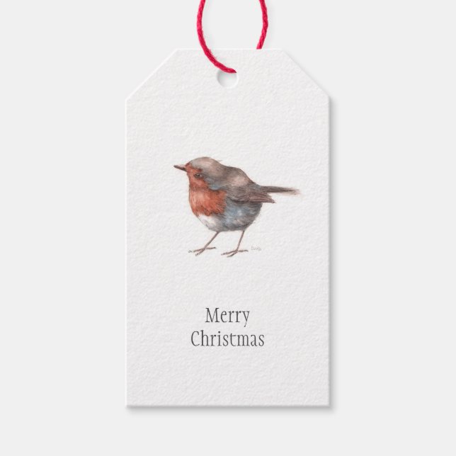 Étiquettes-cadeau Balises cadeaux de Noël "My Little Robin" Bird (Devant)