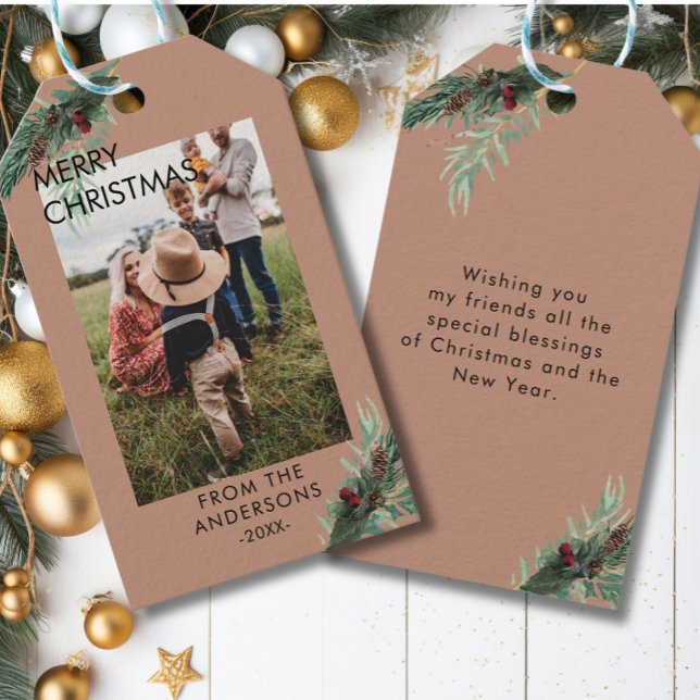Étiquettes-cadeau Balises cadeaux de Noël photo personnalisées (Créateur téléchargé)