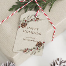 Balises cadeaux de Noël Rustique Pinecone