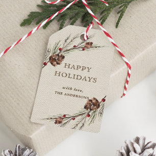 Étiquettes-cadeau Balises cadeaux de Noël Rustique Pinecone