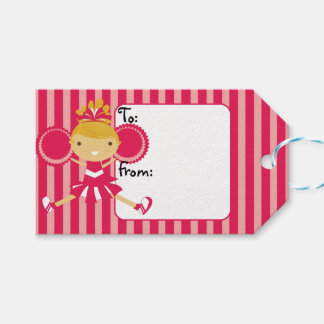 Étiquettes-cadeau Balises cadeaux de partie Pom-pom girl rose KRW