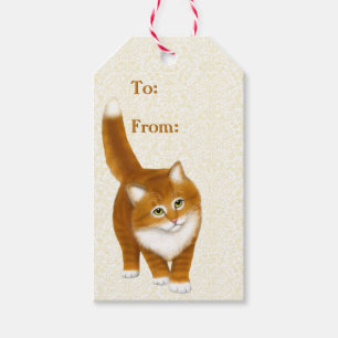 Étiquettes-cadeau Balises Cadeaux de Vacances Cute Orange Tabby Kitt