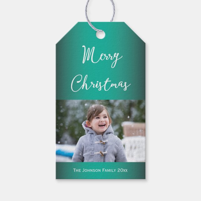 Étiquettes-cadeau Balises Cadeaux de voeux de Noël Vert mignon (Devant)