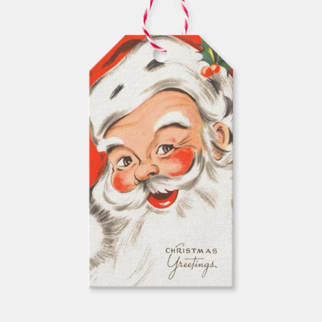Étiquettes-cadeau Balises cadeaux du Père Noël Cute Retro (Devant)