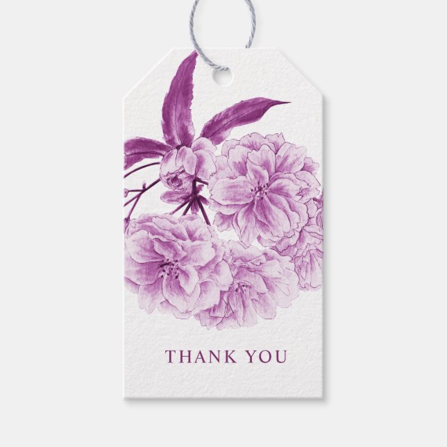 Étiquettes-cadeau Balises cadeaux fleurs mauve pourpre (Devant)