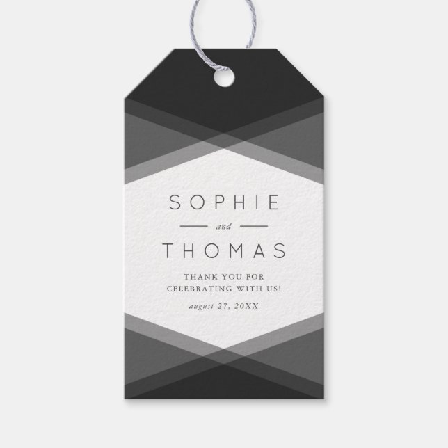 Étiquettes-cadeau Balises cadeaux géométriques et Mariages noirs en  (Devant)