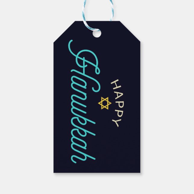 Étiquettes-cadeau Balises cadeaux Happy Hanoukka (Dos)