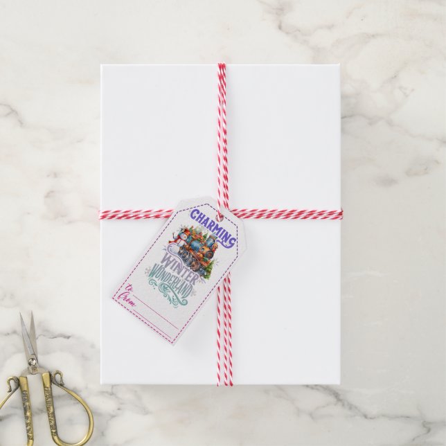 Étiquettes-cadeau Balises cadeaux hiver merveilleux (Avec de la ficelle)