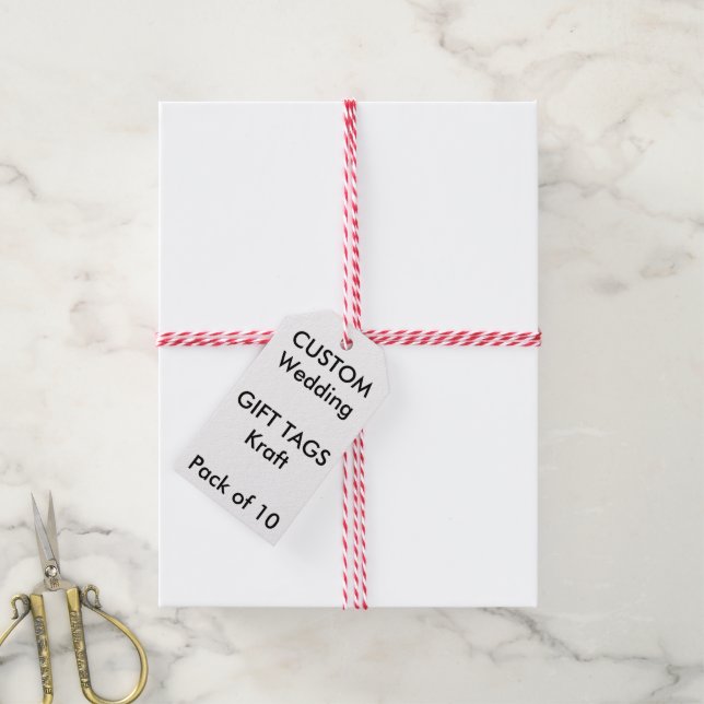 Étiquettes-cadeau Balises cadeaux KRAFT personnalisées (10), ROUGE & (Avec de la ficelle)