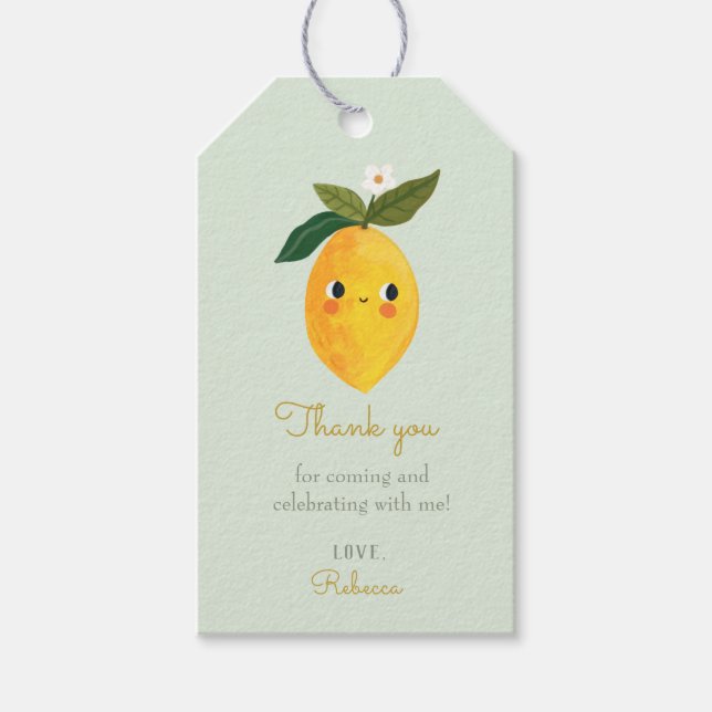 Étiquettes-cadeau Balises cadeaux Little Sweetie Lemon Merci (Devant)