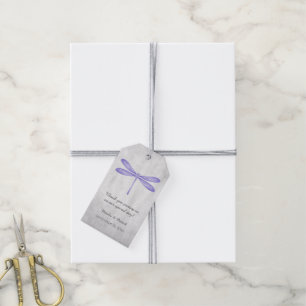 Étiquettes-cadeau Balises cadeaux Mariage de libellules violettes