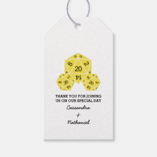 Étiquettes-cadeau Balises cadeaux Mariage Jaune D20 Dice