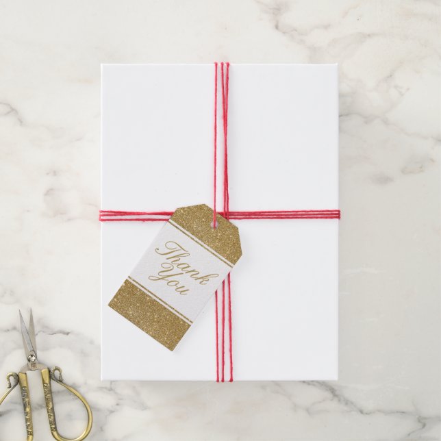 Étiquettes-cadeau Balises cadeaux Mariage Parties scintillant or Fau (Avec de la ficelle)
