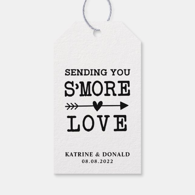 Étiquettes-cadeau Balises cadeaux Mariage Rustic S’more Love (Dos)