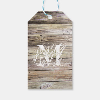Étiquettes-cadeau Balises Cadeaux Monogrammes Rustic Wood