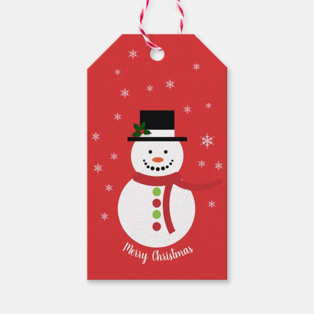 Étiquettes-cadeau Balises cadeaux Noël Snowman (Devant)