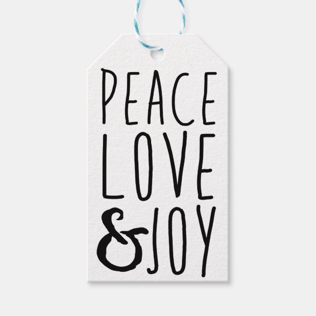 Étiquettes-cadeau Balises Cadeaux Peace, Love & Joy - Ajouter Votre  (Devant)