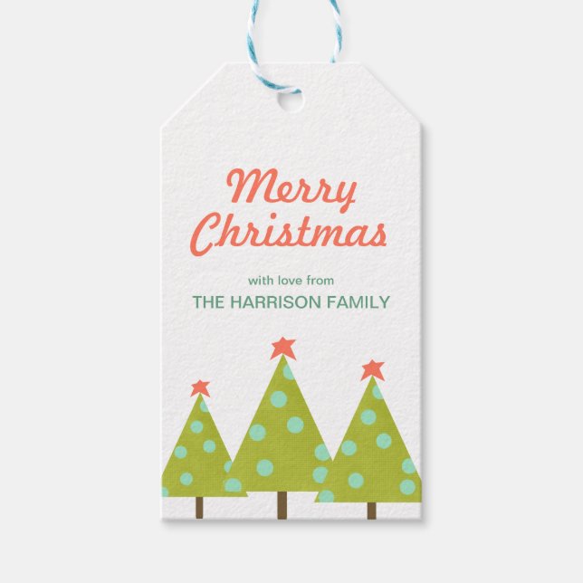 Étiquettes-cadeau Balises Cadeaux Personnalisées Arbres de Noël (Devant)