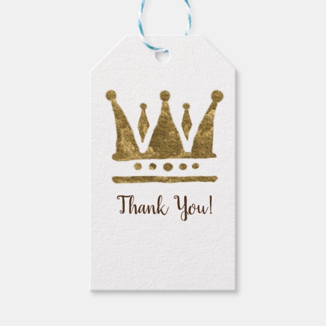 Étiquettes-cadeau Balises Cadeaux Personnalisées Couronne d'or (Devant)