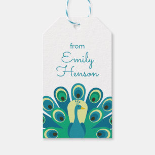 Étiquettes-cadeau Balises cadeaux personnalisées Cute Peacock