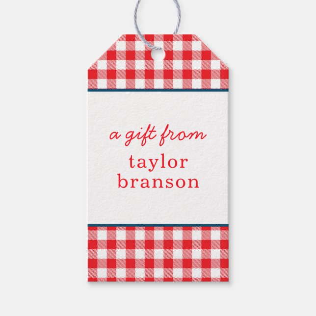 Étiquettes-cadeau Balises cadeaux personnalisées de Buffalo Plaid (Devant)