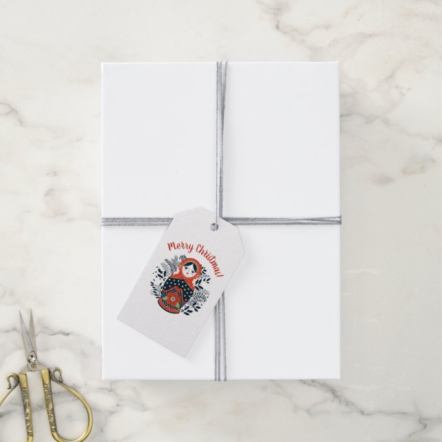 Étiquettes-cadeau Balises cadeaux personnalisées de poupée de nidifi (Avec de la ficelle)