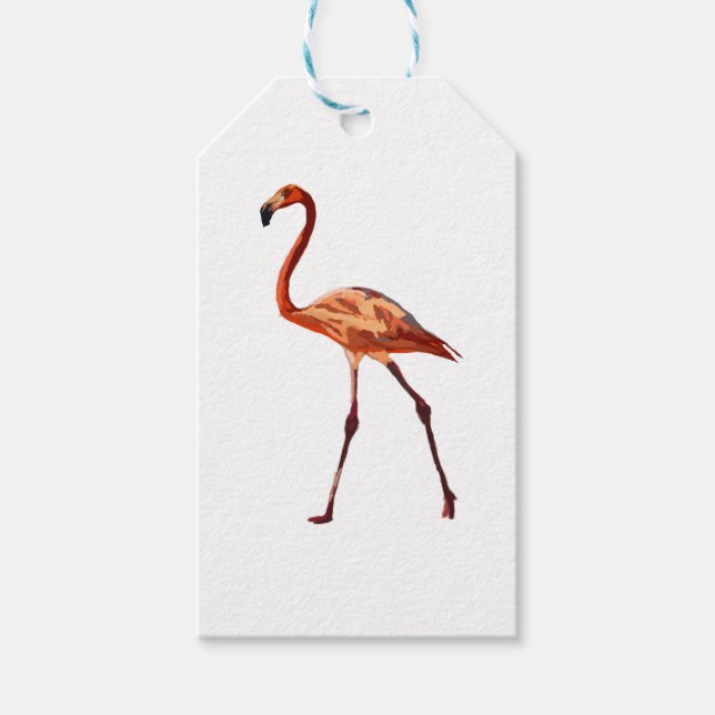 Étiquettes-cadeau Balises cadeaux personnalisées Flamant rose rose (Devant)