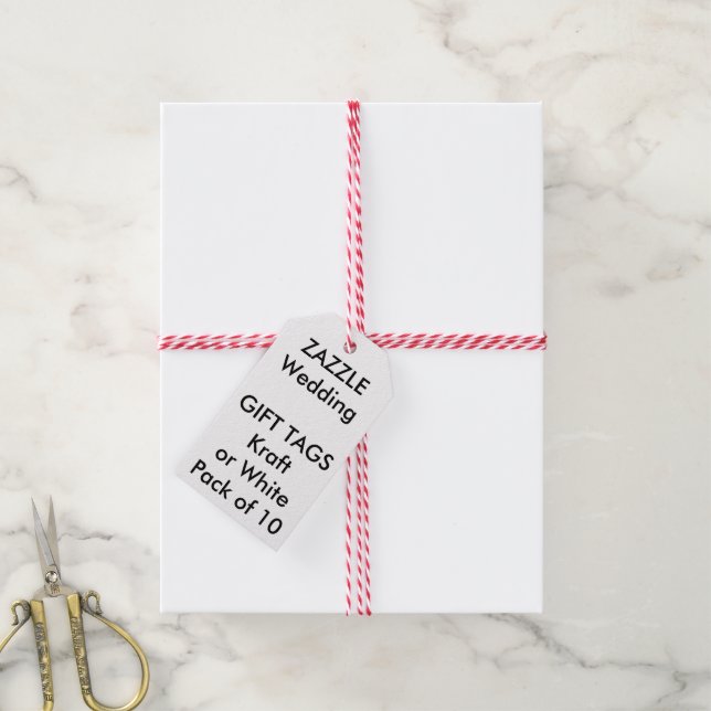 Étiquettes-cadeau Balises cadeaux personnalisées mariage BLANC (10) (Avec de la ficelle)